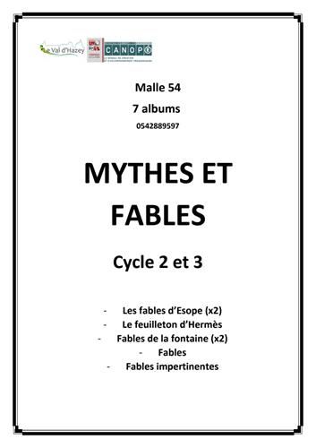 Malle littérature jeunesse 54 : Mythes et Fables